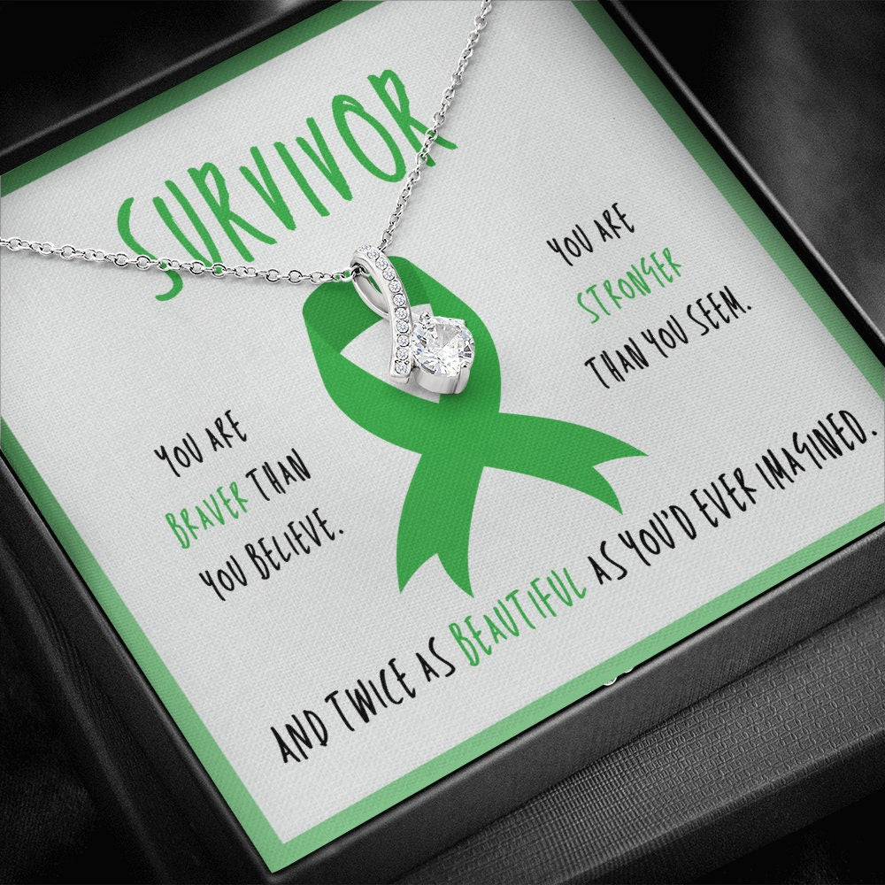 Liver Melanoma Cancer Survivor Ribbon Pendant Necklace Gift
