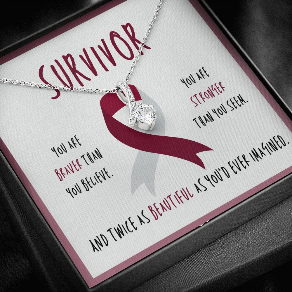 Head and Neck Cancer Survivor Ribbon Pendant Necklace Gift