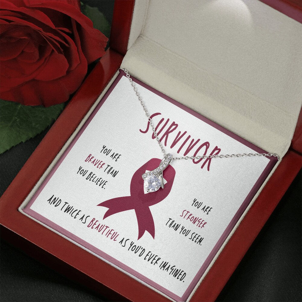 Multiple Myeloma Cancer Survivor Ribbon Pendant Necklace Gift