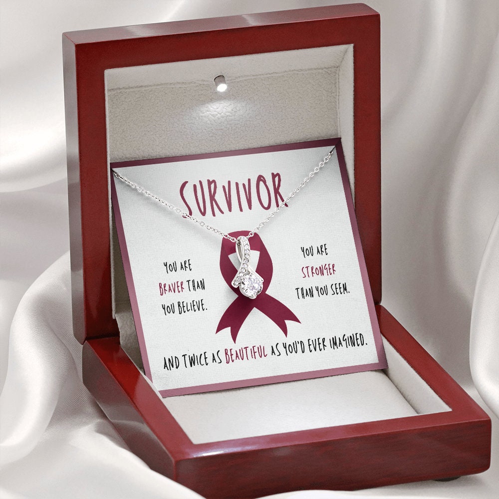 Multiple Myeloma Cancer Survivor Ribbon Pendant Necklace Gift