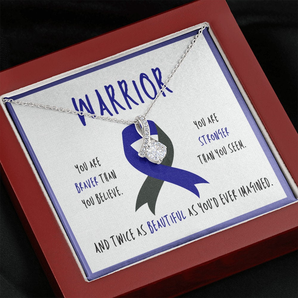 Ocular Melanoma Cancer Warrior Ribbon Pendant Necklace Gift