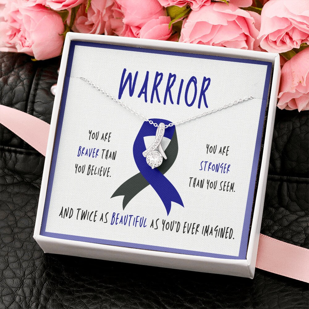 Ocular Melanoma Cancer Warrior Ribbon Pendant Necklace Gift
