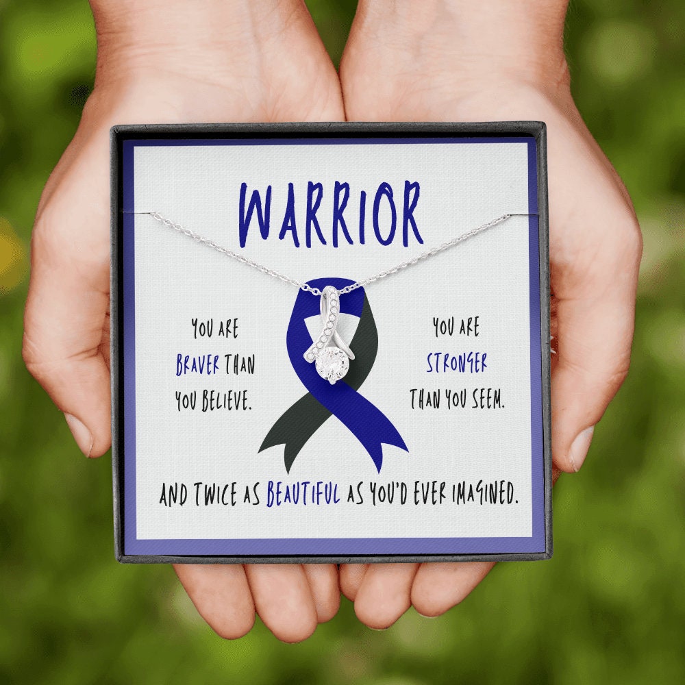 Ocular Melanoma Cancer Warrior Ribbon Pendant Necklace Gift