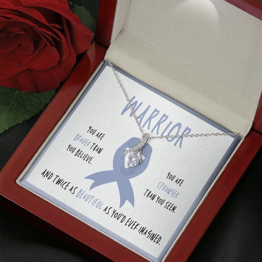 Small Intestine Cancer Warrior Ribbon Pendant Necklace Gift