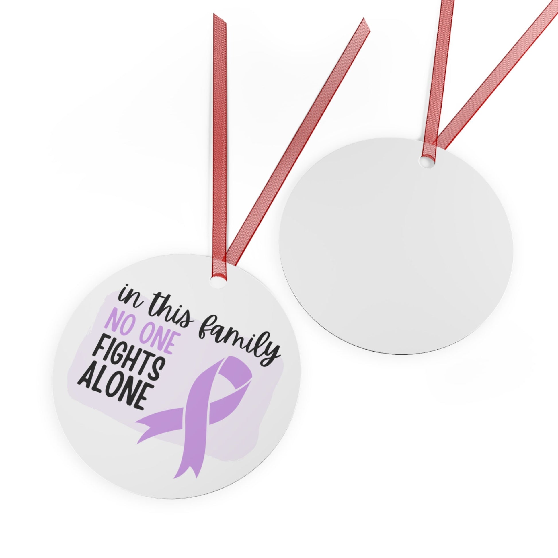 Cancer Support Ornament - Lavender Purple Ribbon Awareness, Family Support Gift, In This Family No One Fights Alone
