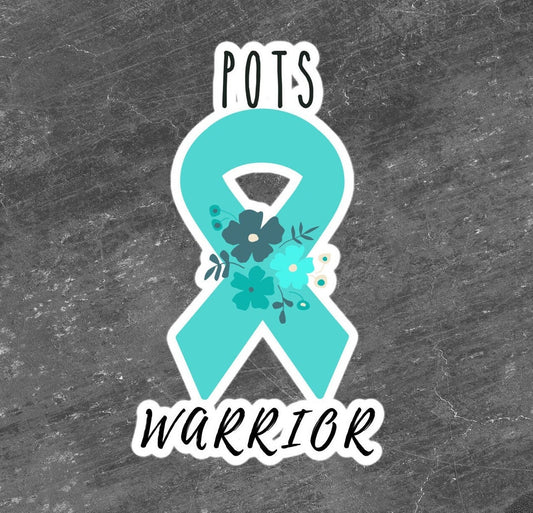 POTS Awareness Sticker | Chronic Illness, Chronic Pain Spoonie Decal, Invisible Illness Laptop Sticker, Teal Ribbon