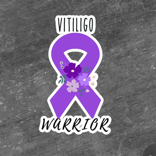 Vitiligo Warrior Sticker | Purple Awareness Ribbon Decals | Laptop Stickers | Empowering Decals for Warriors
