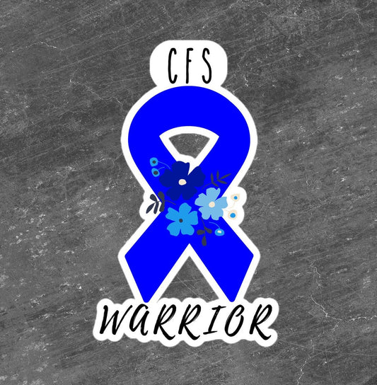 CFS Warrior Stickers, Chronic Fatigue Syndrome, Blue Awareness Ribbon Decal Laptop Sticker copy copy