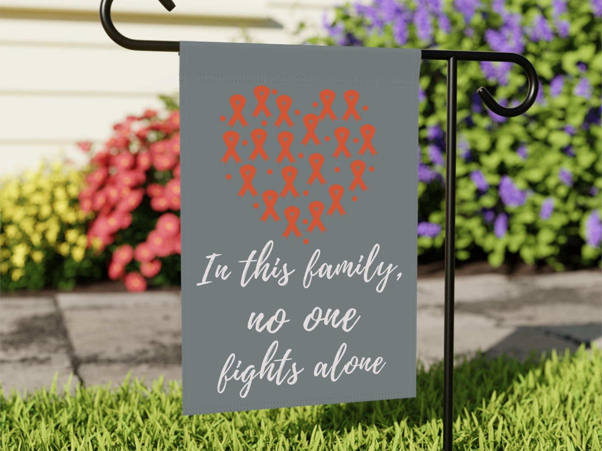 Leukemia Awareness Garden Flag | Welcome Sign | New Home | Decorative House Banner | Orange Awareness Ribbon | Cancer Support