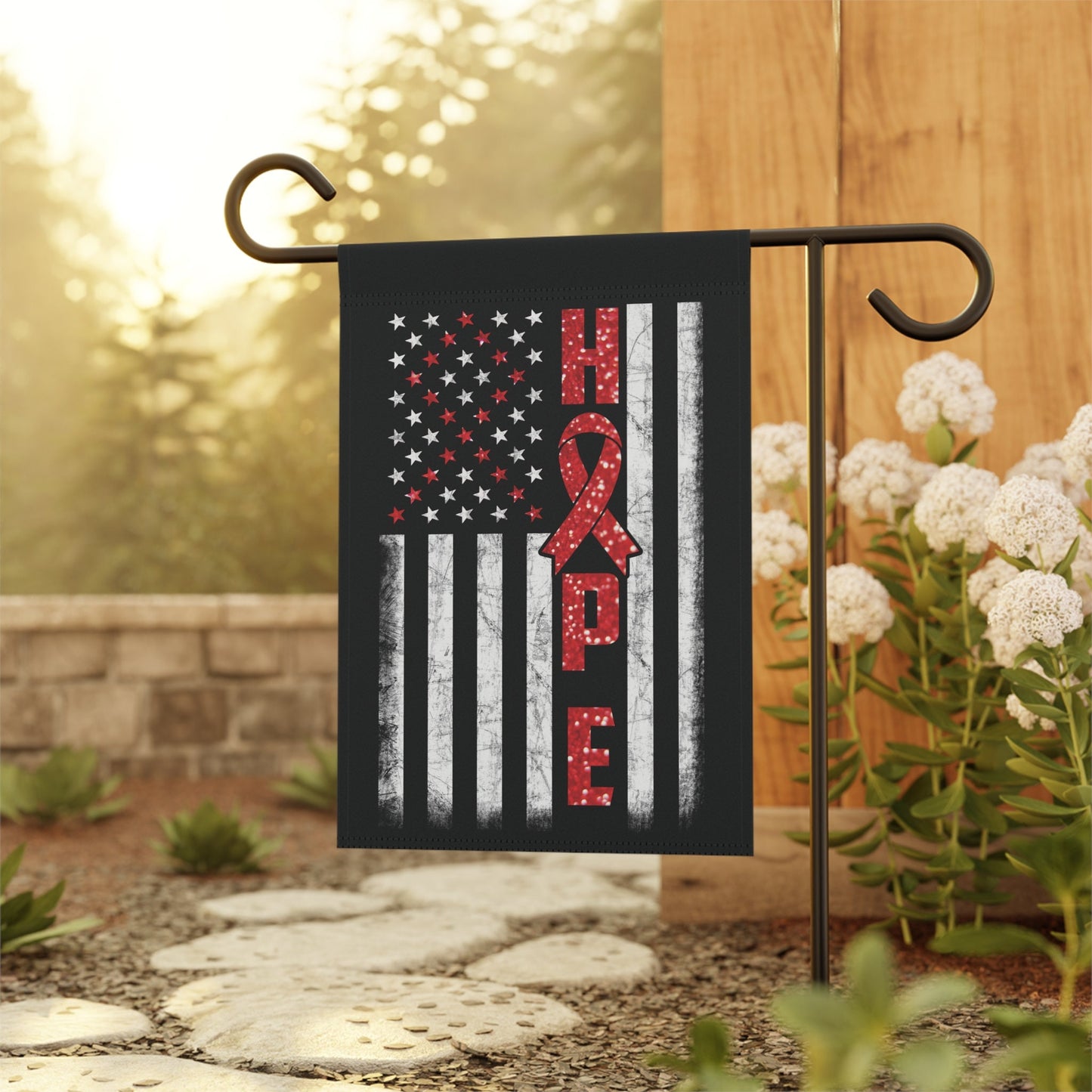 Red Ribbon Awareness Garden Flag Hope American Flag | Welcome Sign | New Home | Decorative House Banner | Spoonie Support
