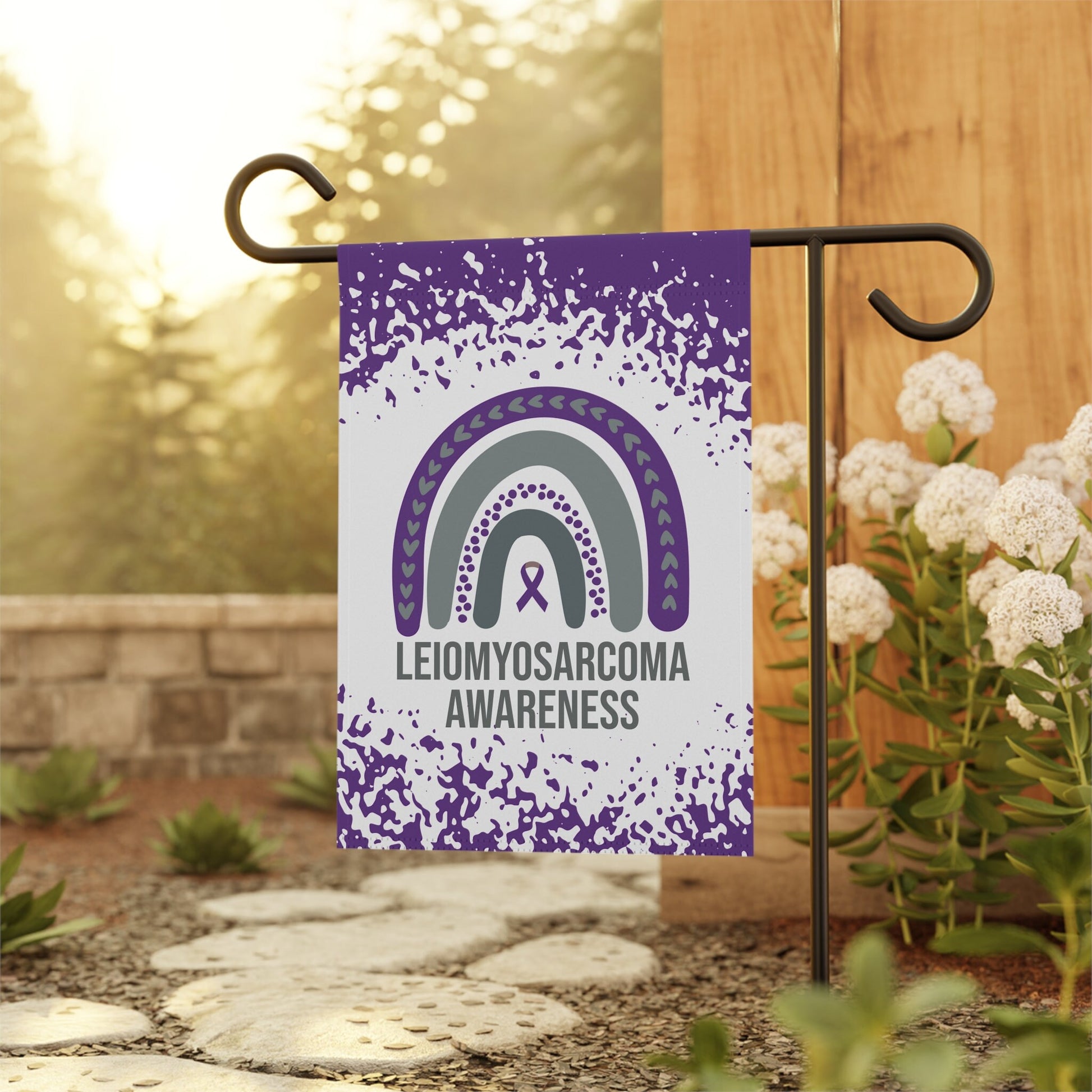 Leiomyosarcoma Awareness Garden Flag | Welcome Sign | New Home | Decorative House Banner | Purple Awareness Ribbon | Cancer Support