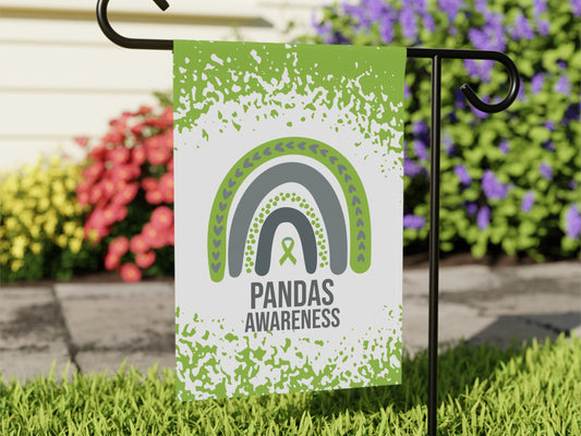 PANDAS Awareness Garden Flag | Welcome Sign | New Home | Decorative House Banner | Lime green Awareness Ribbon | Rare Disease Support