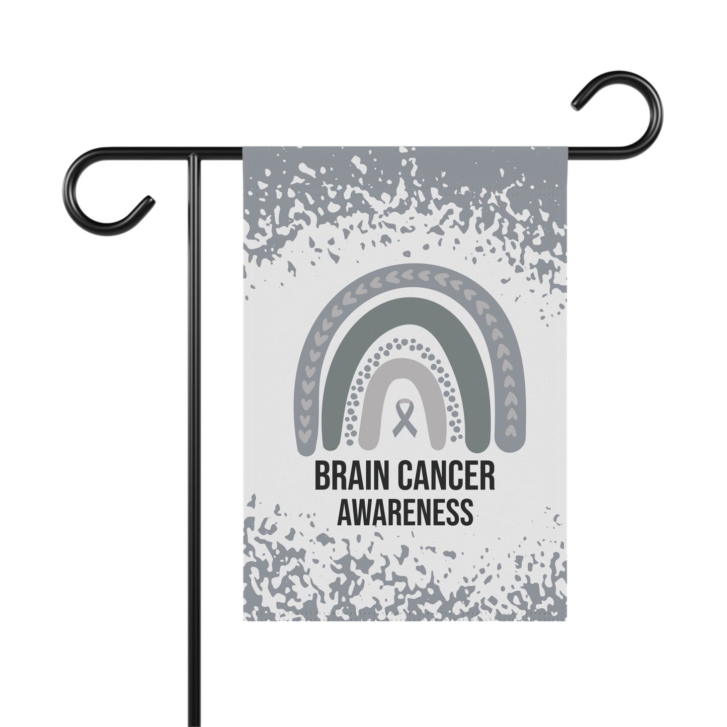 Brain Cancer Awareness Garden Flag | Welcome Sign | New Home | Decorative House Banner | Silver Awareness Ribbon | Cancer Support