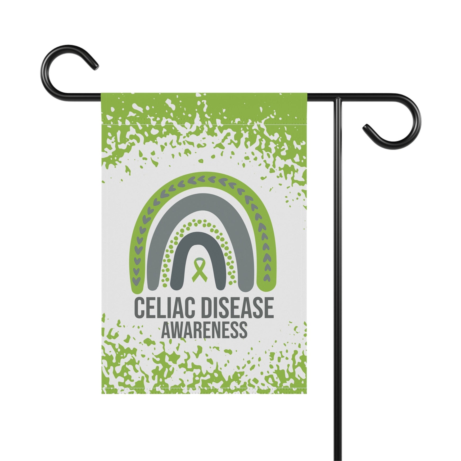 Celiac Disease Awareness Garden Flag | Welcome Sign | New Home | Decorative House Banner | Lime Green Awareness Ribbon | Rare Disease