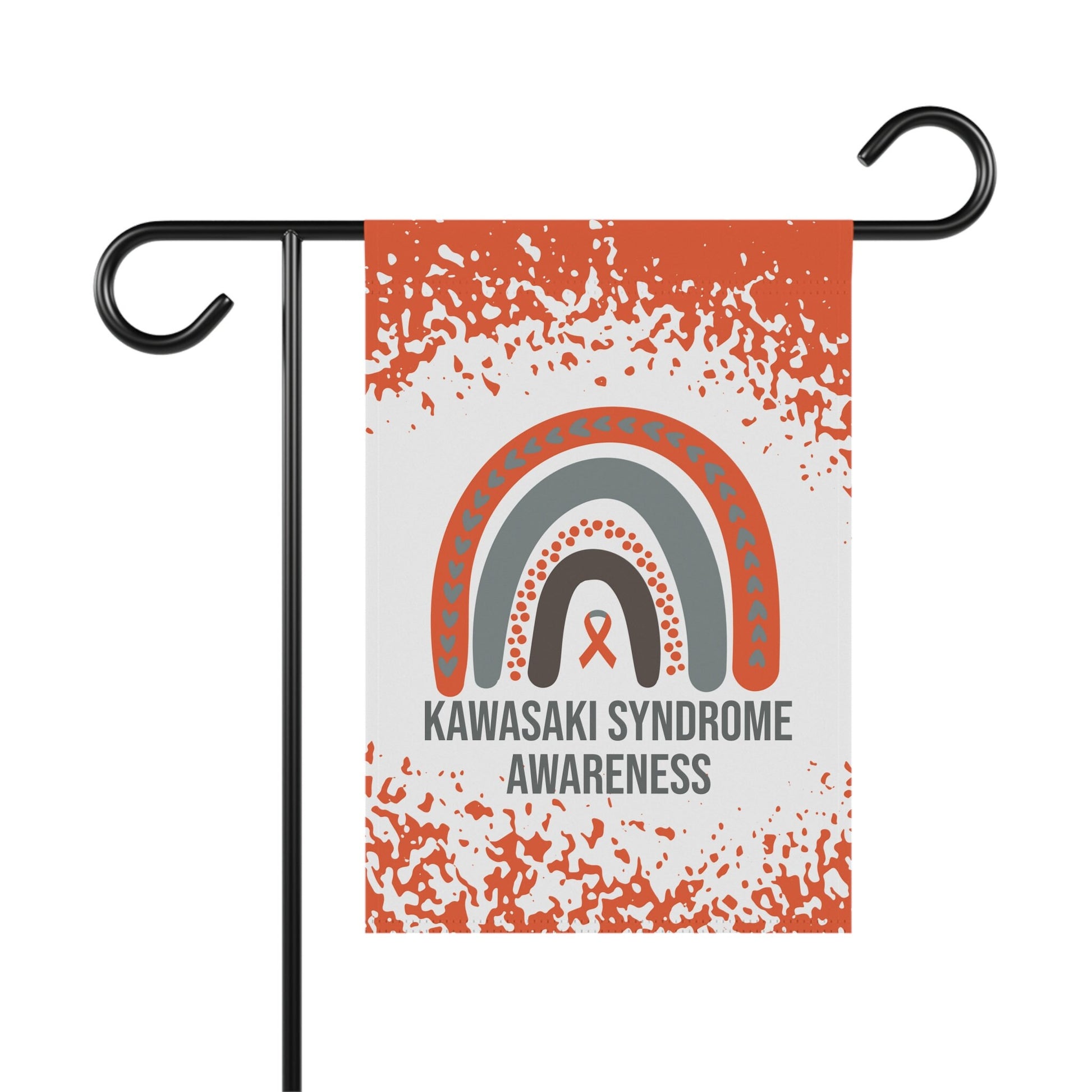 Kawasaki Awareness Garden Flag | Welcome Sign | New Home | Decorative House Banner | Orange Awareness Ribbon | Rare Disease Support