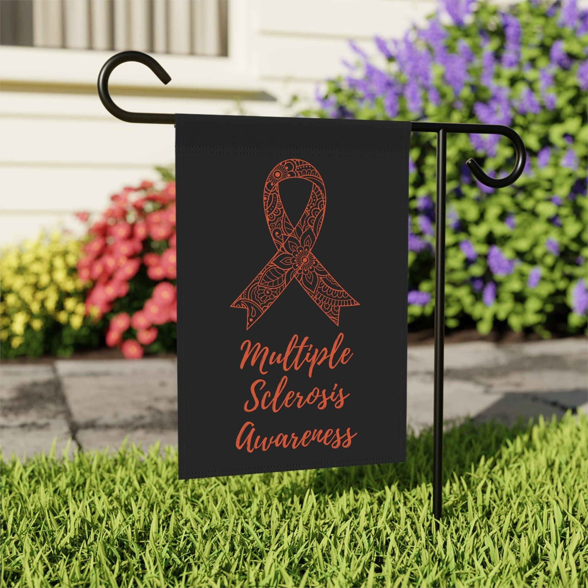 Multiple Sclerosis Awareness Garden Flag | Welcome Sign | New Home | Decorative House Banner | Orange Awareness Ribbon | Spoonie Support