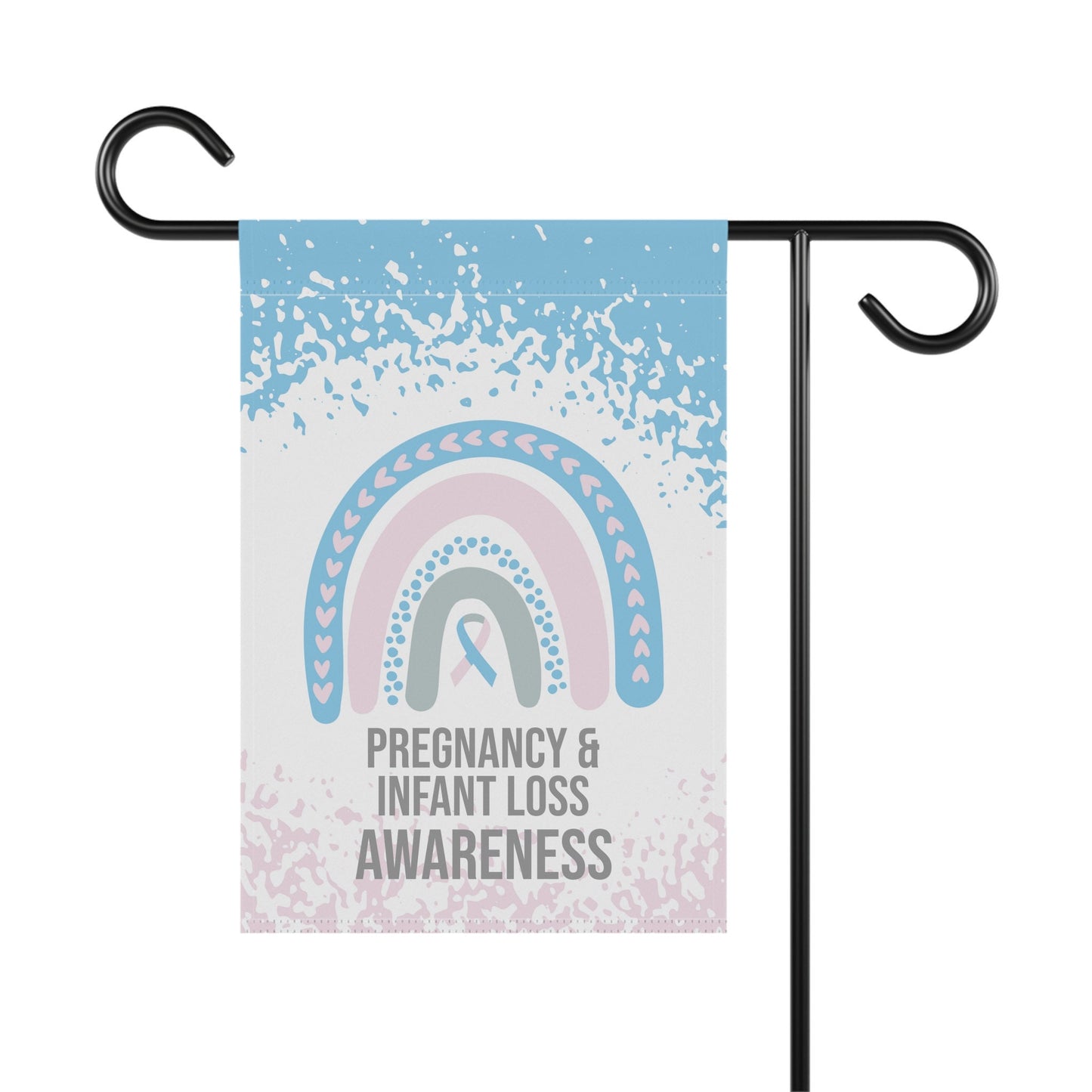 Pregnancy and Infant Loss Awareness Garden Flag | Welcome Sign | New Home | Decorative House Banner | Awareness Ribbon | Cancer Support