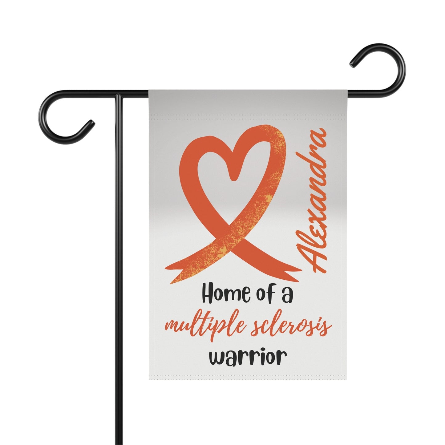 Multiple Sclerosis Garden Flag | Personalized With Name | Orange Ribbon Awareness | 12" x 18"