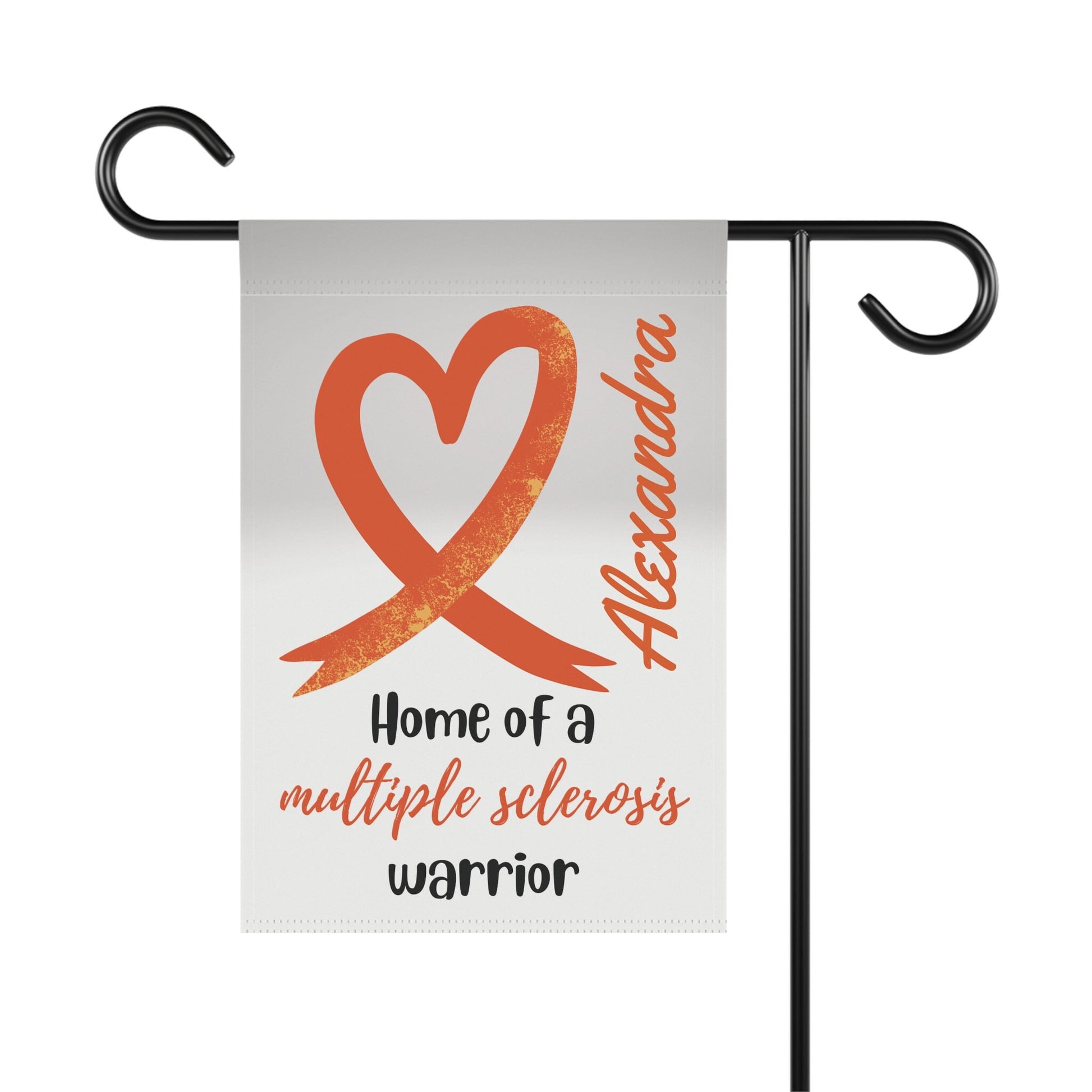Multiple Sclerosis Garden Flag | Personalized With Name | Orange Ribbon Awareness | 12" x 18"