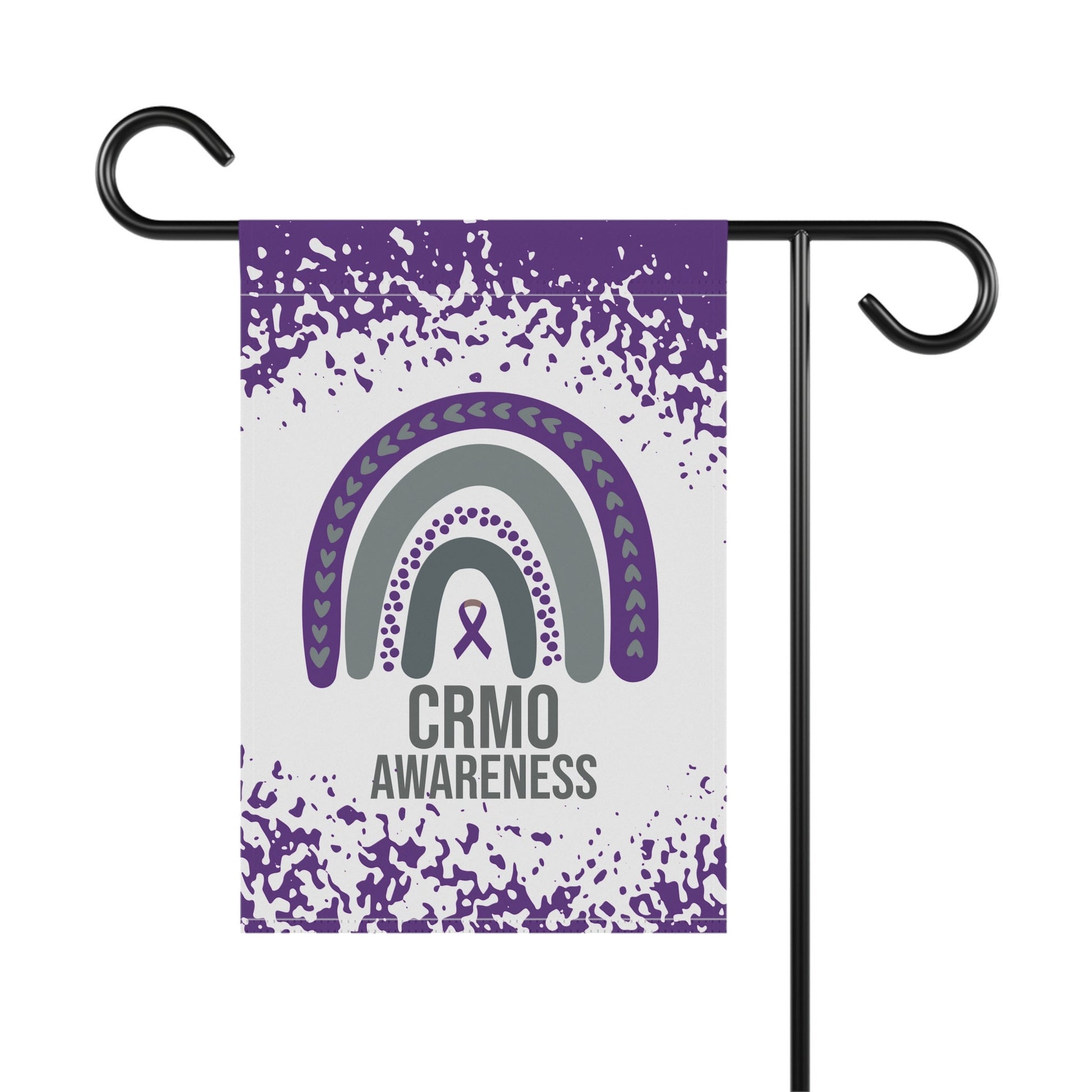 CRMO Awareness Garden Flag | Welcome Sign | New Home | Decorative House Banner | Purple Awareness Ribbon