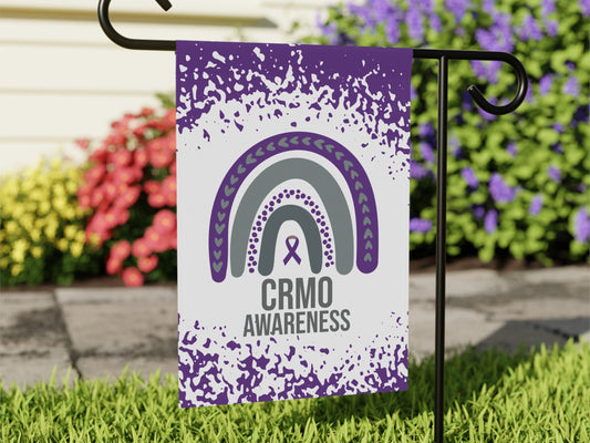 CRMO Awareness Garden Flag | Welcome Sign | New Home | Decorative House Banner | Purple Awareness Ribbon