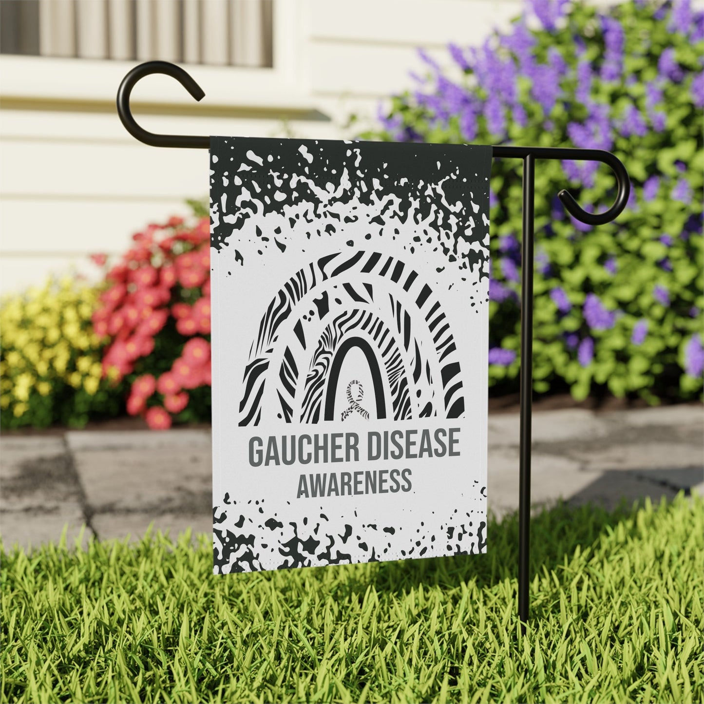 Gaucher Disease Awareness Garden Flag | Welcome Sign | New Home | Decorative House Banner | Zebra Awareness Ribbon | Rare Disease Support