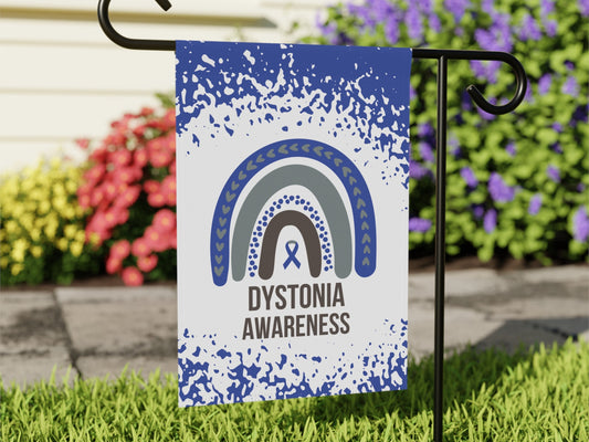 Dystonia Awareness Garden Flag | Welcome Sign | New Home | Decorative House Banner | Blue Awareness Ribbon | Support