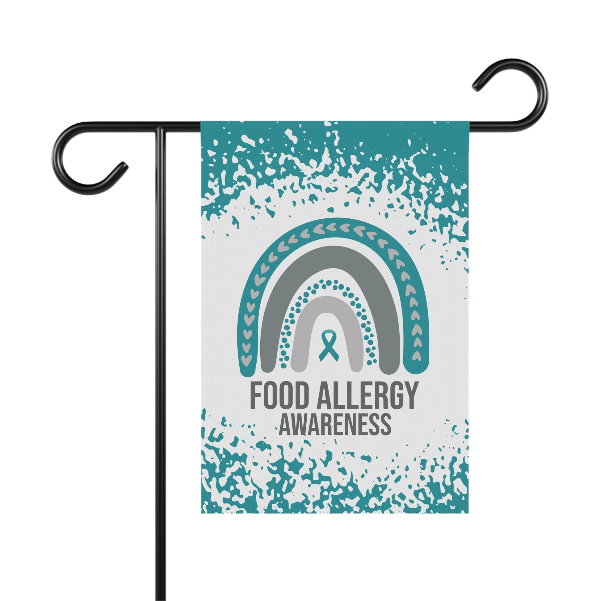 Food Allergy Awareness Garden Flag | Welcome Sign | New Home | Decorative House Banner | Teal Awareness Ribbon | Support