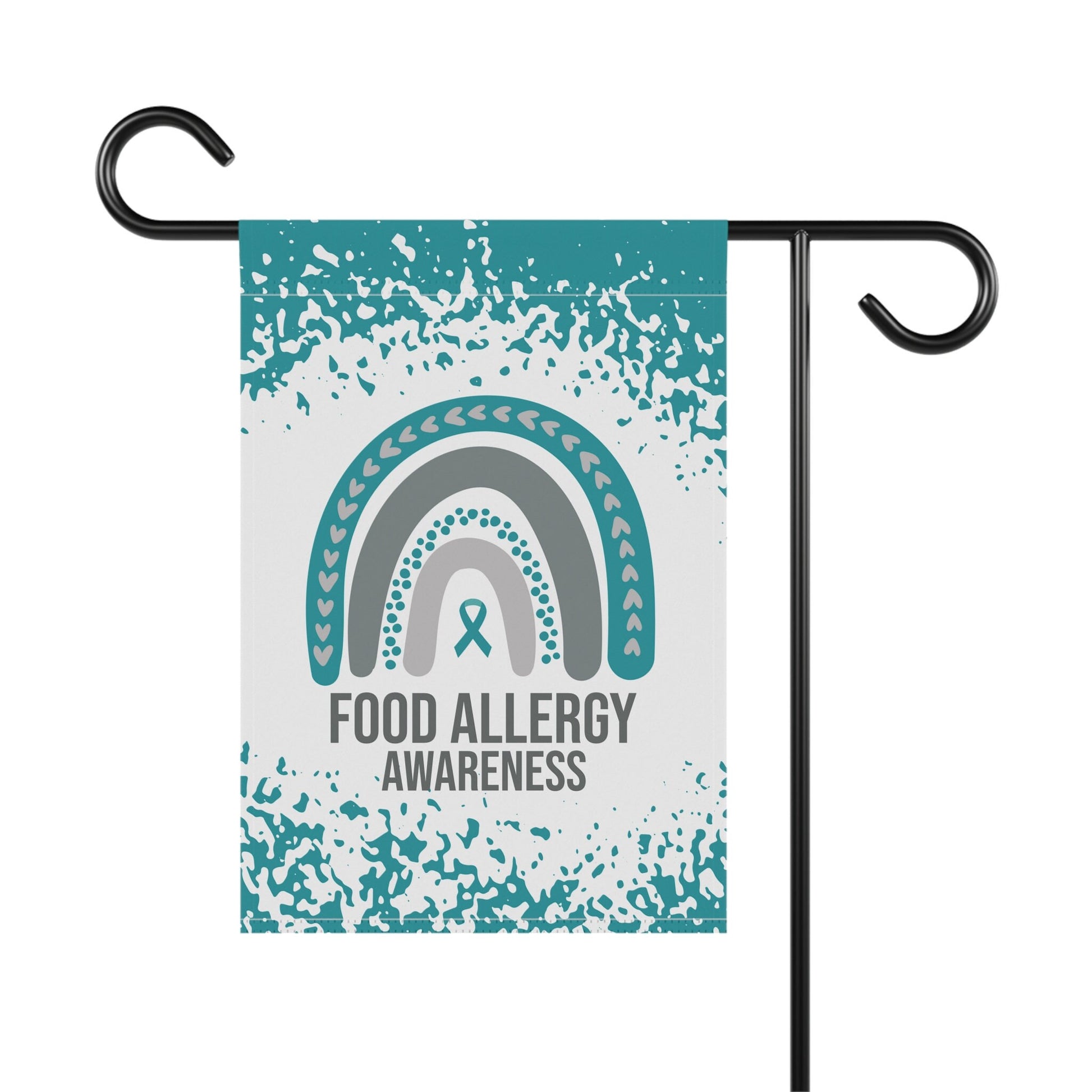 Food Allergy Awareness Garden Flag | Welcome Sign | New Home | Decorative House Banner | Teal Awareness Ribbon | Support