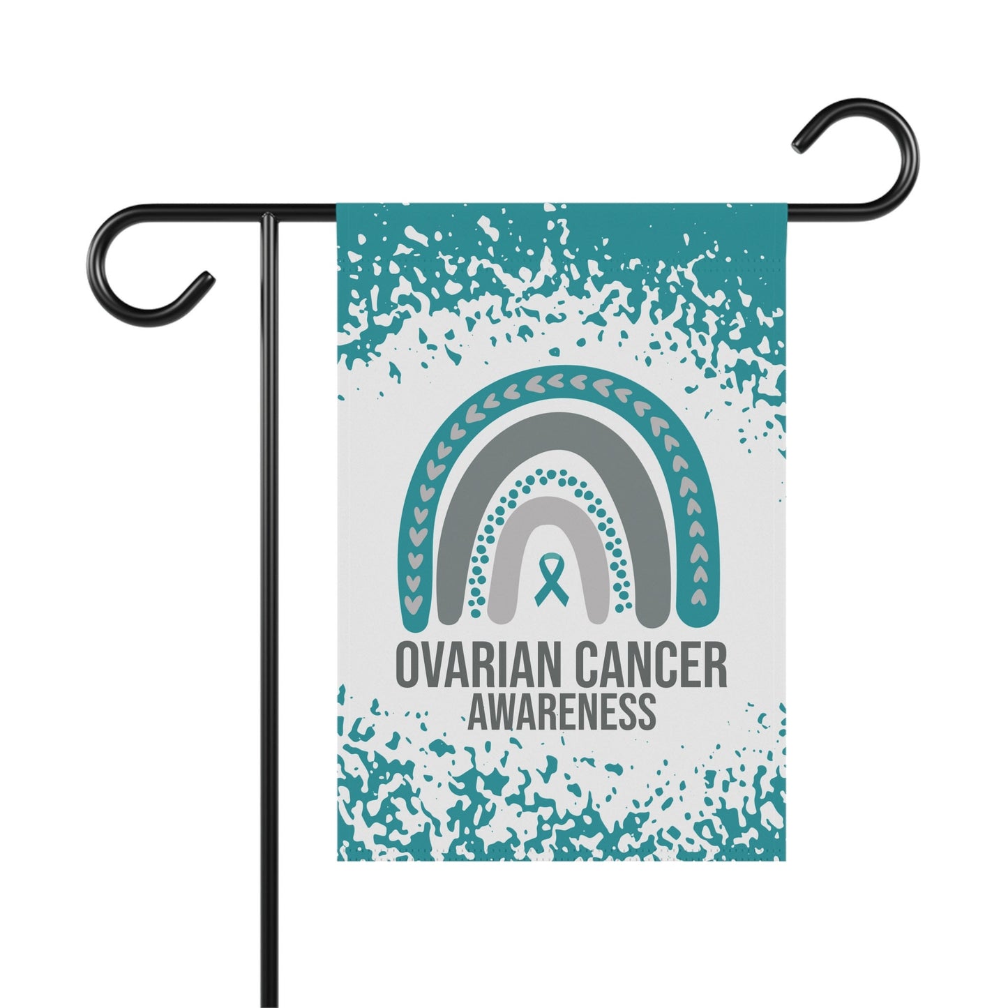 Ovarian Cancer Awareness Garden Flag | Teal Ribbon Welcome Sign | Decorative House Banner for New Home | Support Ovarian Cancer