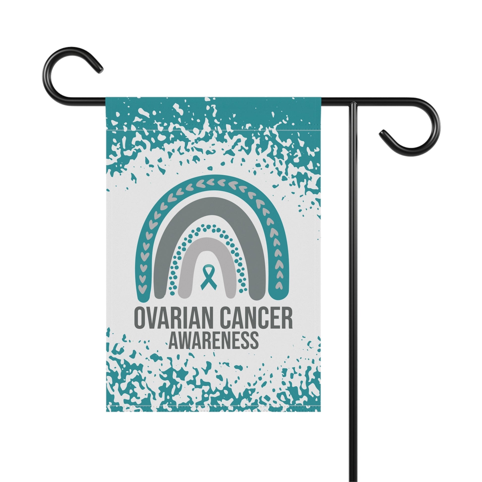 Ovarian Cancer Awareness Garden Flag | Teal Ribbon Welcome Sign | Decorative House Banner for New Home | Support Ovarian Cancer