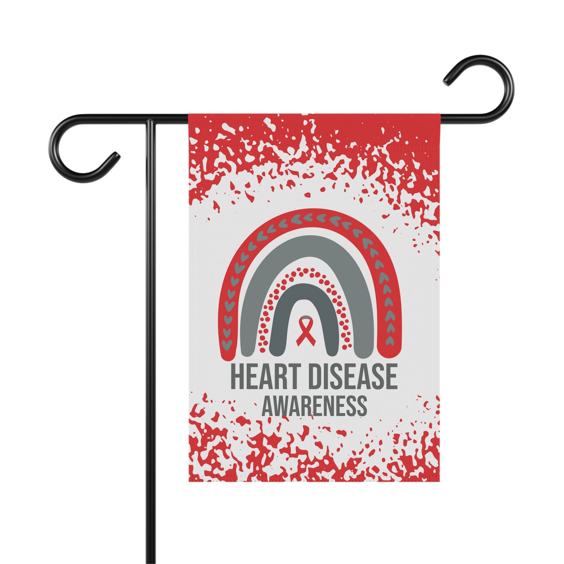 Heart Disease Awareness Garden Flag | Welcome Sign | New Home | Decorative House Banner | Red Awareness Ribbon | Support