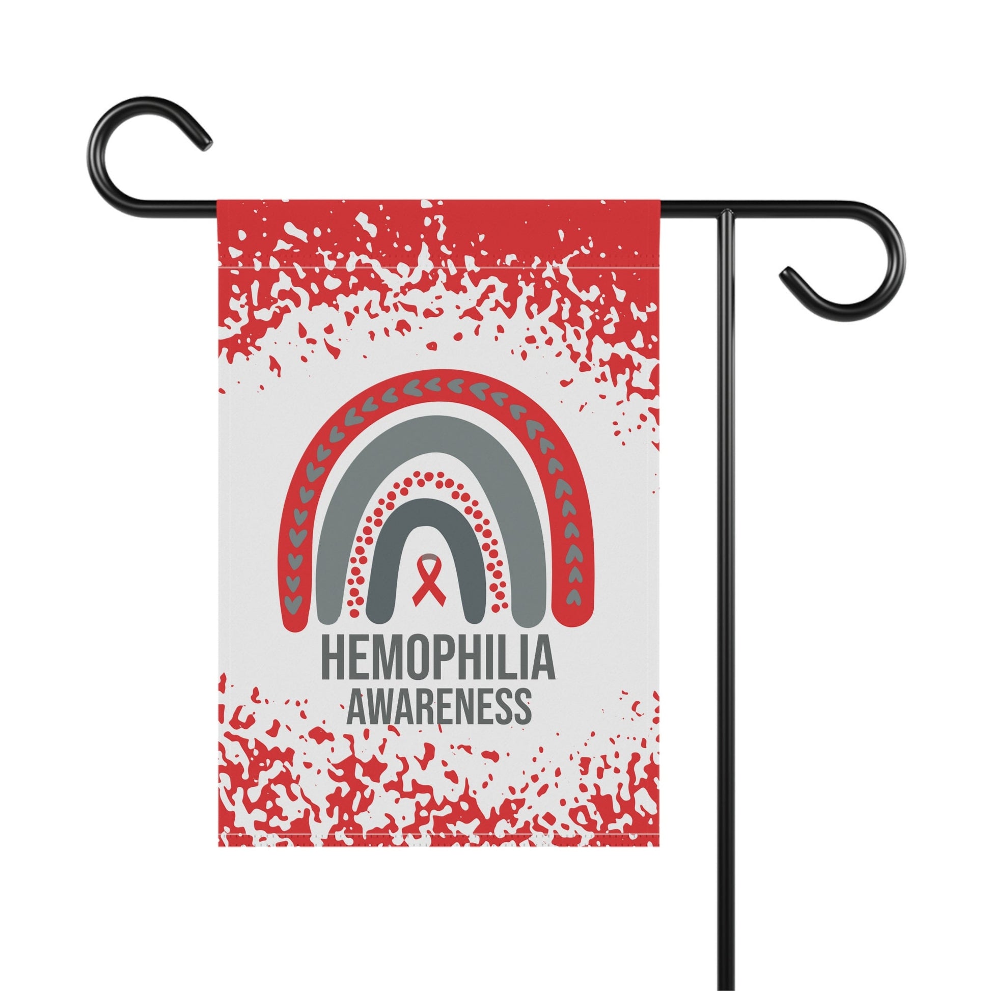 Hemophilia Awareness Garden Flag | Welcome Sign | New Home | Decorative House Banner | Red Awareness Ribbon | Support