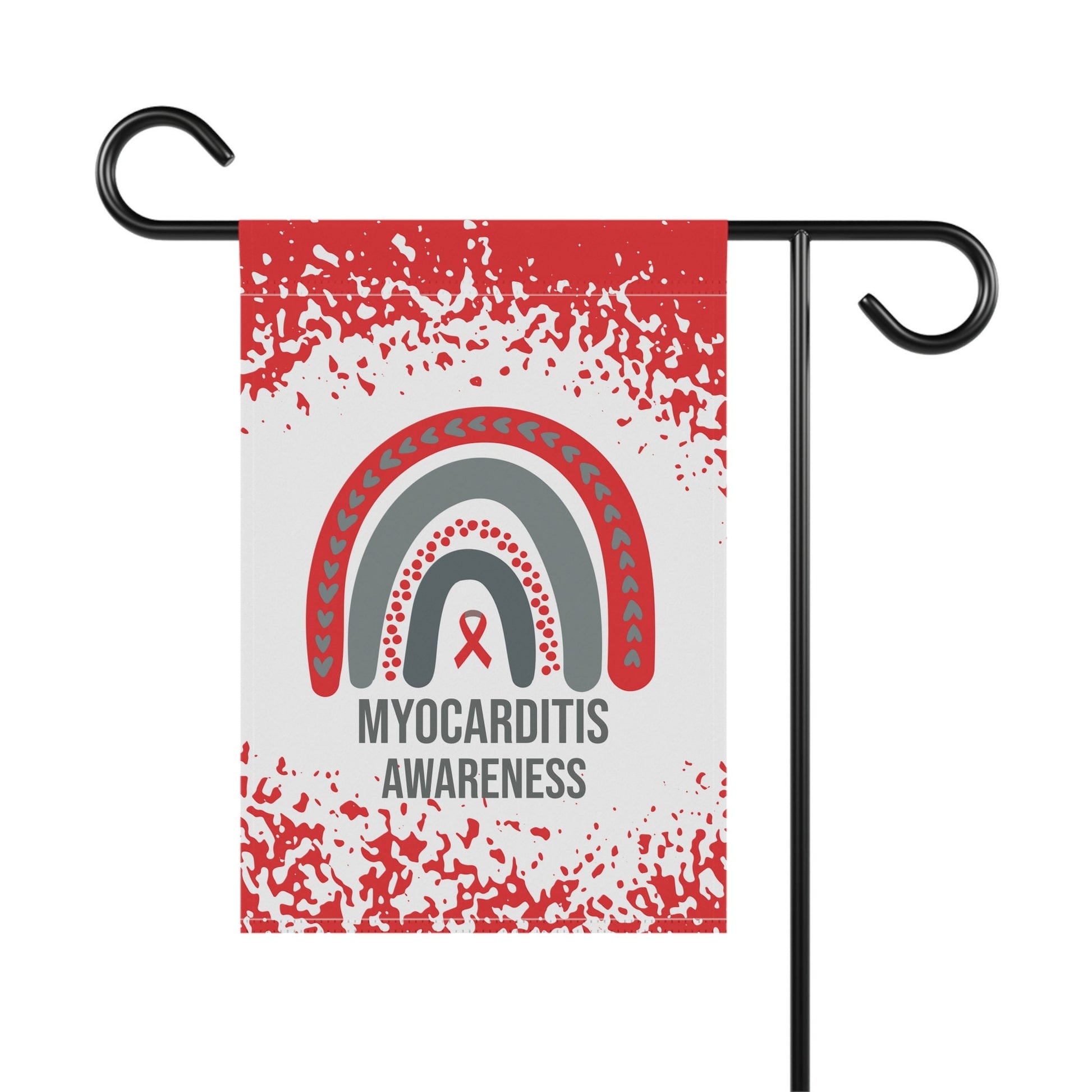 Myocarditis Awareness Garden Flag | Welcome Sign | New Home | Decorative House Banner | Red Awareness Ribbon | Support