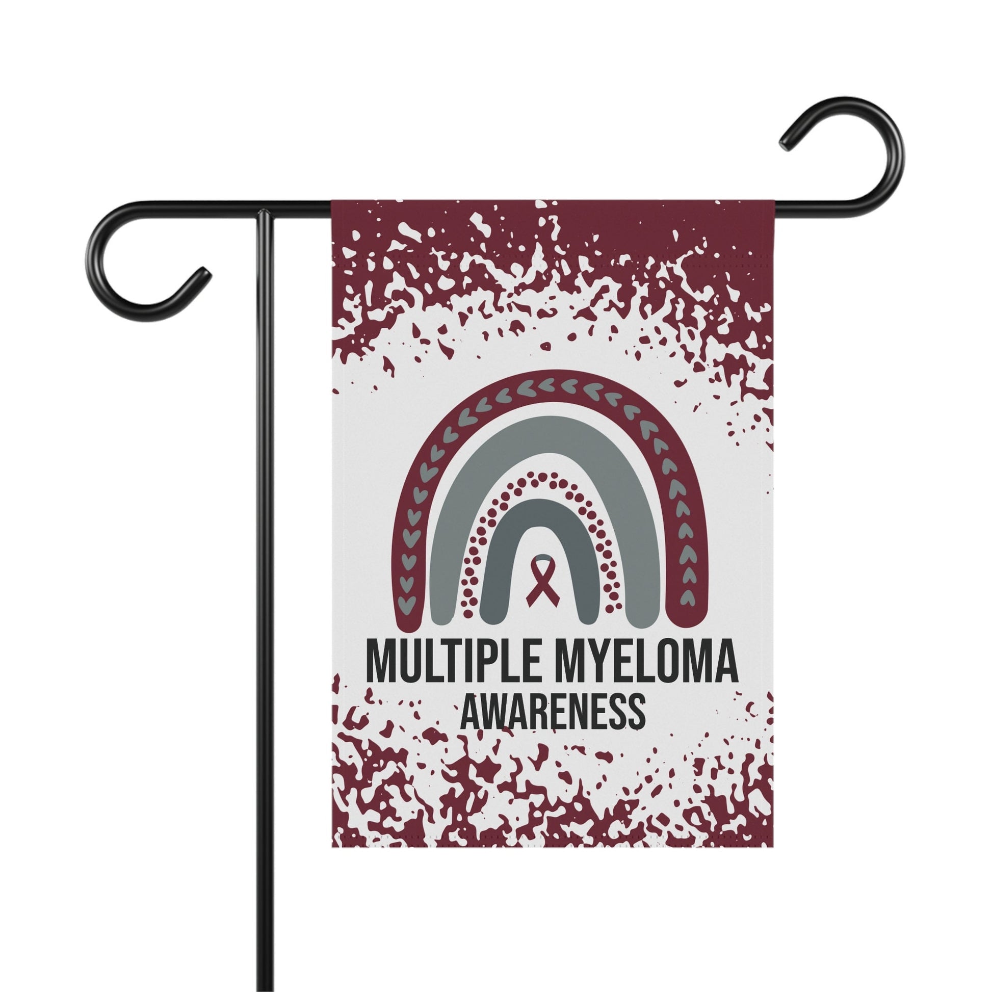 Multiple Myeloma Awareness Garden Flag | Welcome Sign | New Home | Decorative House Banner | Burgundy Awareness Ribbon | Support