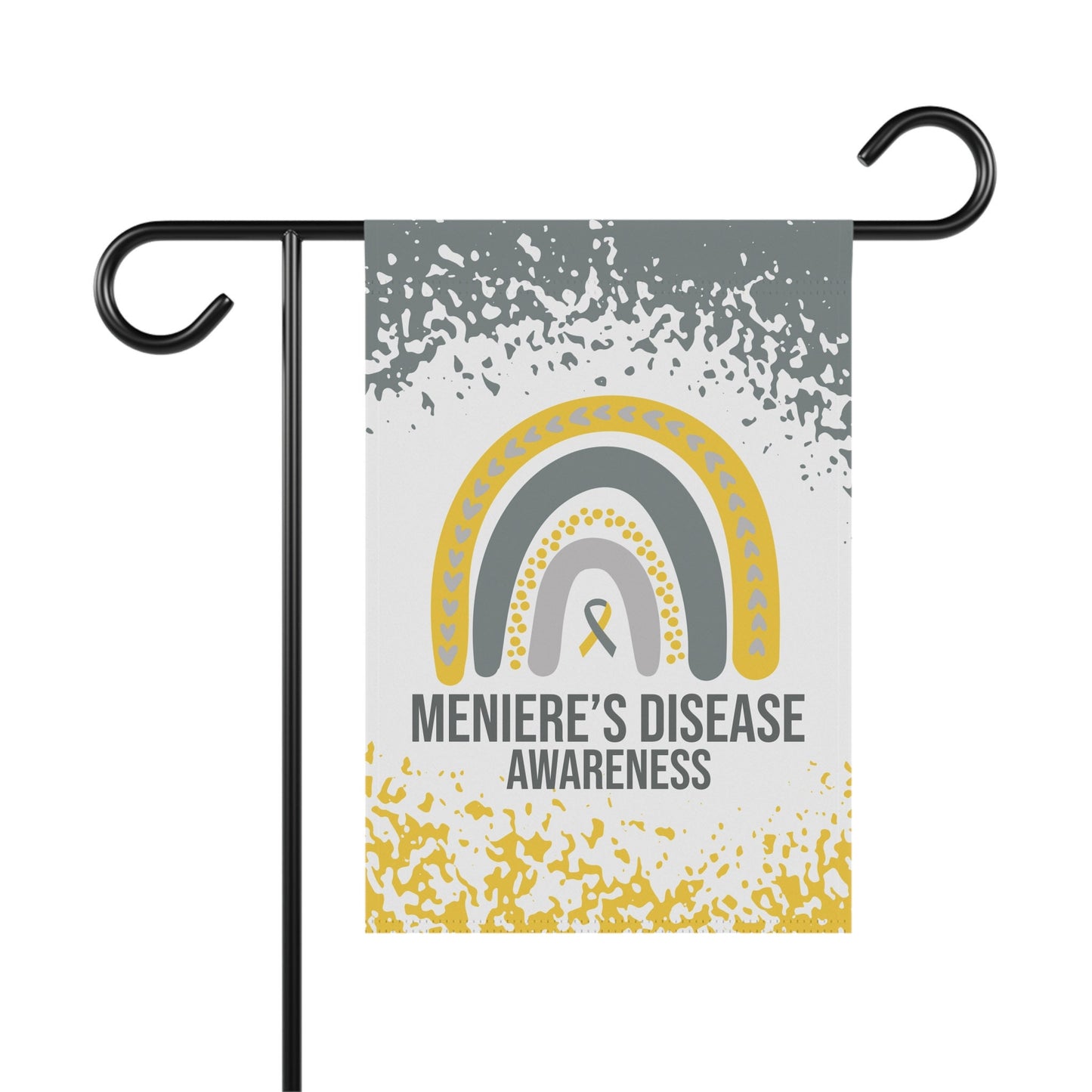 Menieres Disease Awareness Garden Flag | Welcome Sign | New Home | Decorative House Banner | Gold and Silver Awareness Ribbon | Support