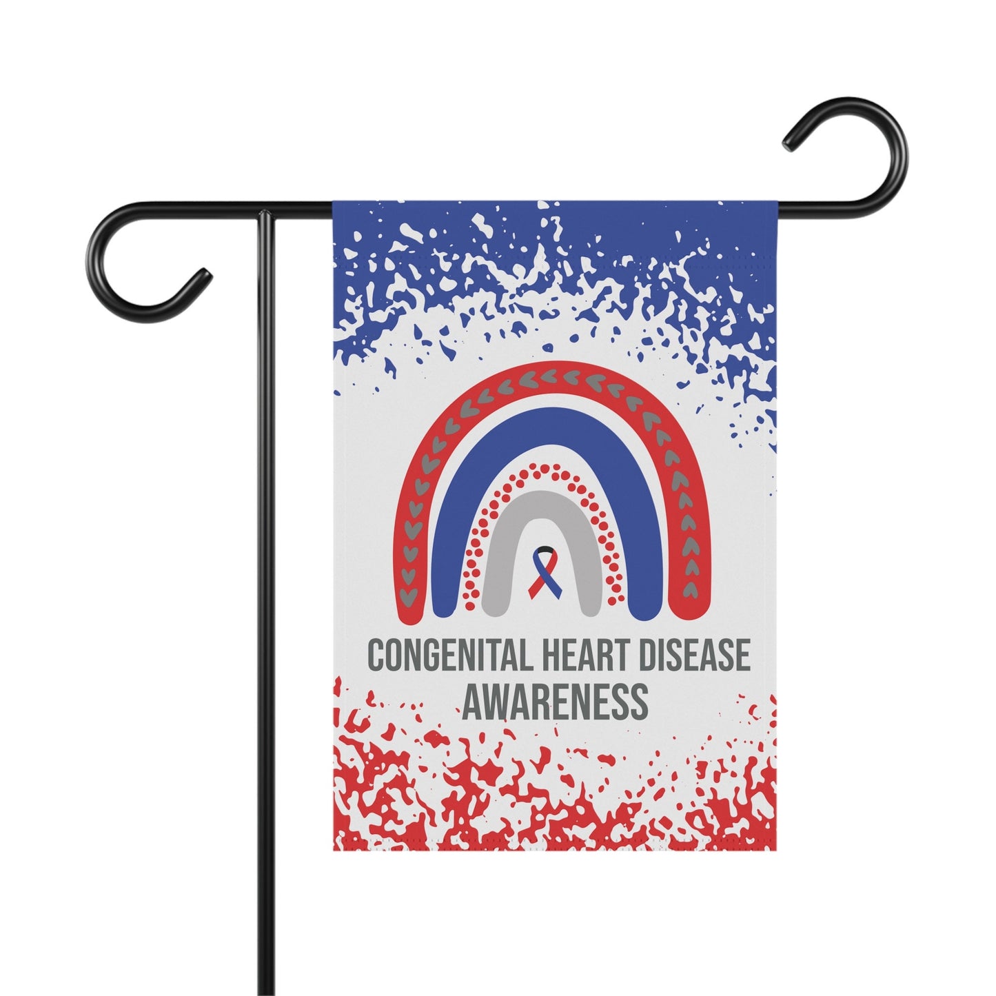 Congenital Heart Disease Awareness Garden Flag | Welcome Sign | New Home | Decorative House Banner | Red and Blue Awareness Ribbon | CHD