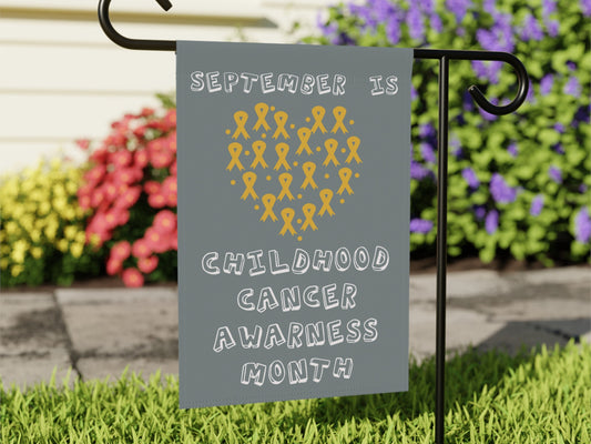 Childhood Cancer Awareness Month Garden Flag | September | Welcome Sign New Home | Decorative House Flag Banner | Gold Ribbon Awareness