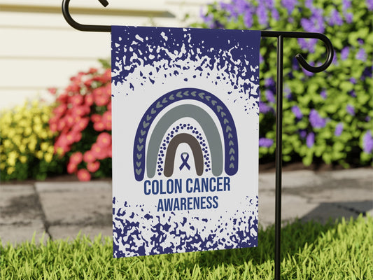 Colon Cancer Awareness Garden Flag | Welcome Sign | New Home | Decorative House Banner | Blue Awareness Ribbon | Cancer Support