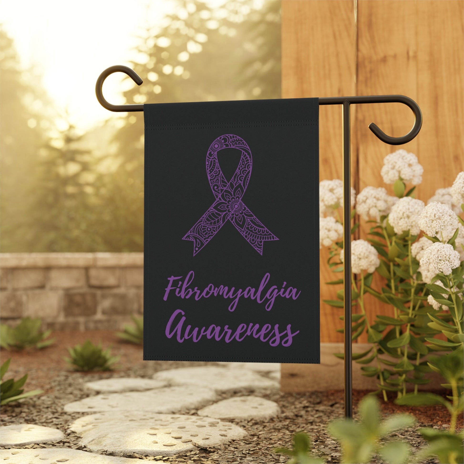 Fibromyalgia Awareness Garden Flag | Welcome Sign | New Home | Decorative House Banner | Purple Awareness Ribbon | Fibro Support