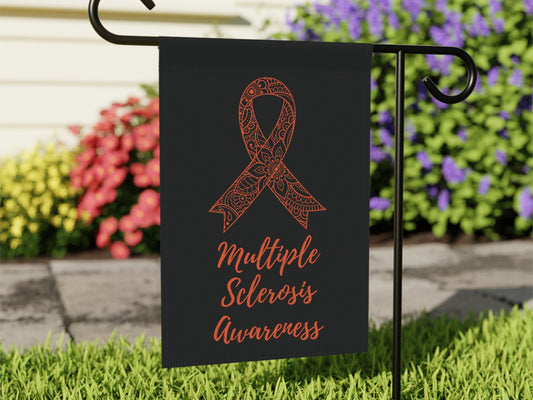 Multiple Sclerosis Awareness Garden Flag | Welcome Sign | New Home | Decorative House Banner | Orange Awareness Ribbon | Spoonie Support