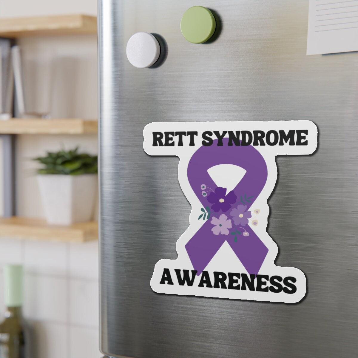 Rett Syndrome Awareness Magnet Purple Ribbon - Die-Cut Magnet - Purple Awareness Ribbon - Car Magnet - Rare Disease- Support