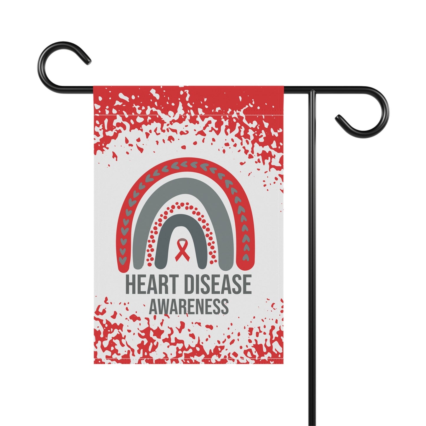 Heart Disease Awareness Garden Flag | Welcome Sign | New Home | Decorative House Banner | Red Awareness Ribbon | Support