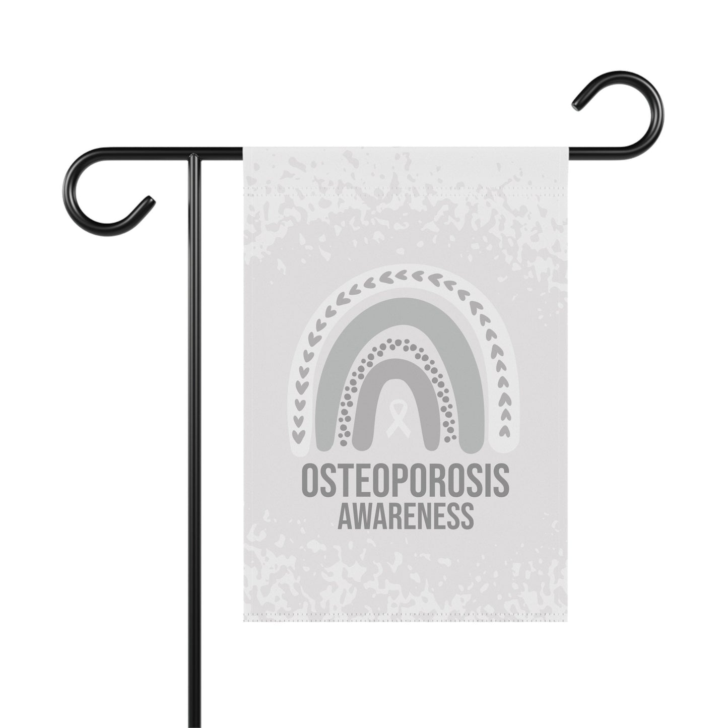 Osteoporosis Awareness Garden Flag | Welcome Sign | New Home | Decorative House Banner | White Awareness Ribbon | Support