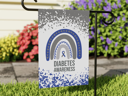 Diabetes Awareness Garden Flag | Blue & Gray Ribbon Welcome Sign | Supportive Decorative House Banner | New Home Gift