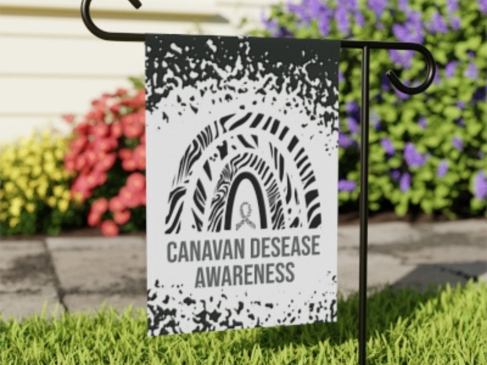 Canavan Disease Awareness Garden Flag | Zebra Ribbon Welcome Sign | Decorative Banner for New Home | Rare Disease Support