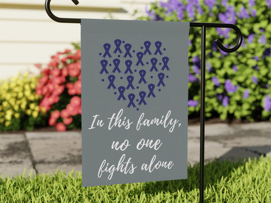 Dark Blue Ribbon Awareness Garden Flag | Dark Blue No One Fights Alone | Cancer Support Welcome Sign | New Home Decorative Banner
