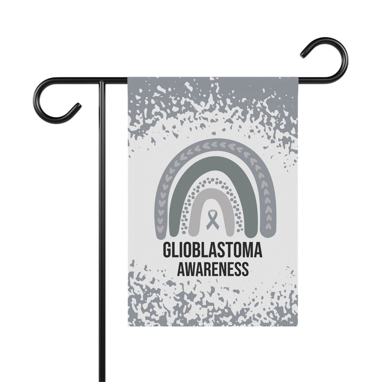 Glioblastoma Awareness Garden Flag | Silver Gray Ribbon Welcome Sign | Cancer Support Decorative Banner for New Home