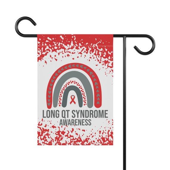 Long QT Syndrome Awareness Garden Flag | Welcome Sign | New Home | Decorative House Banner | Red Awareness Ribbon | Support