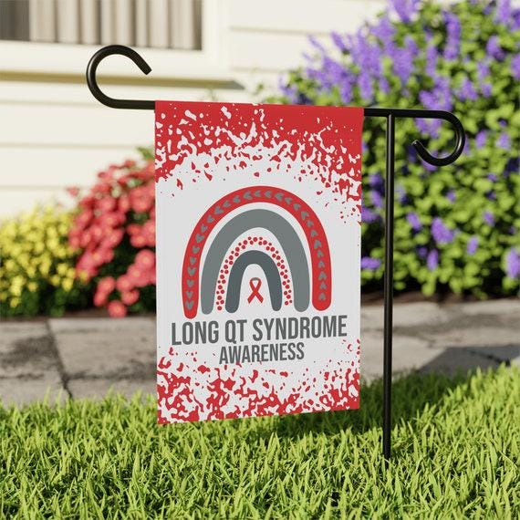 Long QT Syndrome Awareness Garden Flag | Welcome Sign | New Home | Decorative House Banner | Red Awareness Ribbon | Support